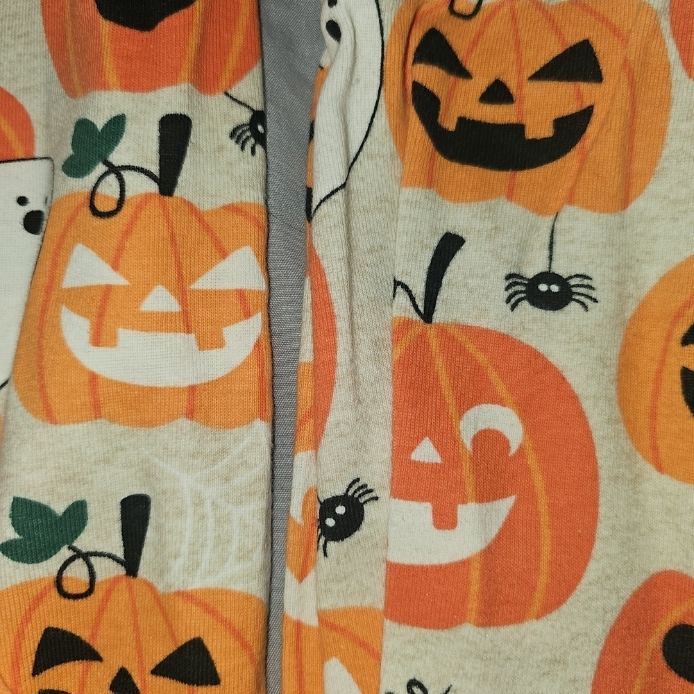 Place Orange Pumpkin and Ghost Kids Footie Pajamas Unisex - Picture 3 of 7